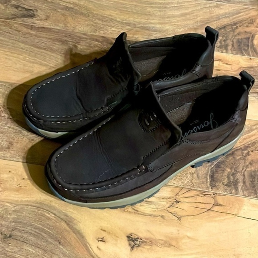 EUC Jonsen Men’s Milan Leather Loafer Slip On Brown Moccasin Beige Comfortable 8